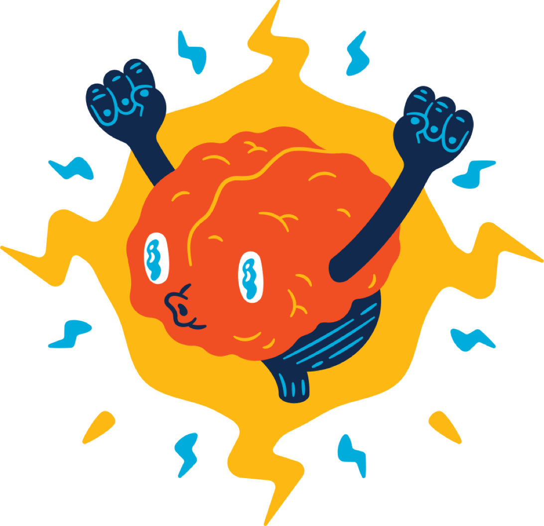 Excited brain character illustration